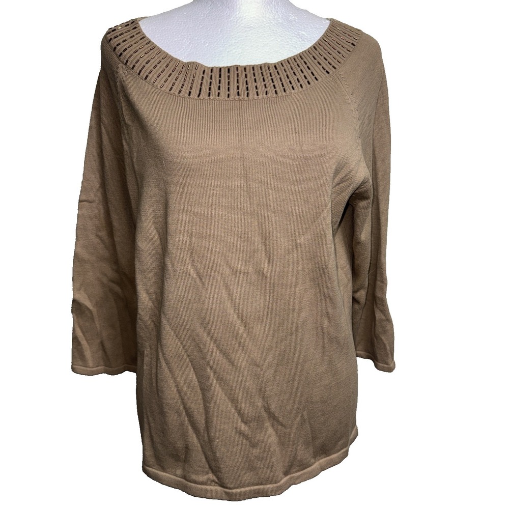 Victor Costa Occasion Beige Knit To Embellished Beaded String Neckline S‎